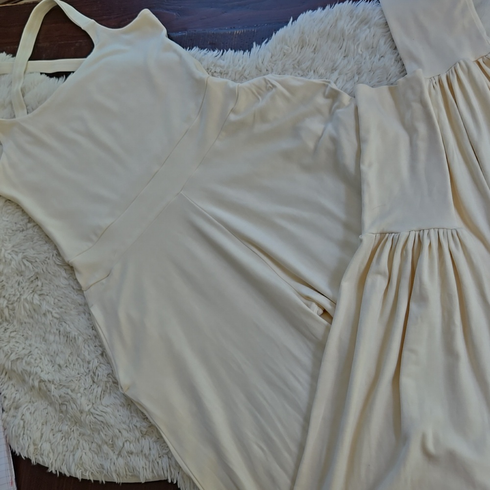 Aria Lattner Everyday Ivory Sleeveless Knit Jumpsuit Large - Picture 8 of 13